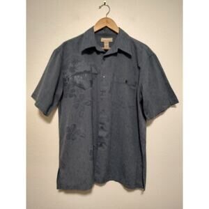 Kona Kai Blue Medium Silk/Cotton Short Sleeve Button Up Hawaiian Shirt